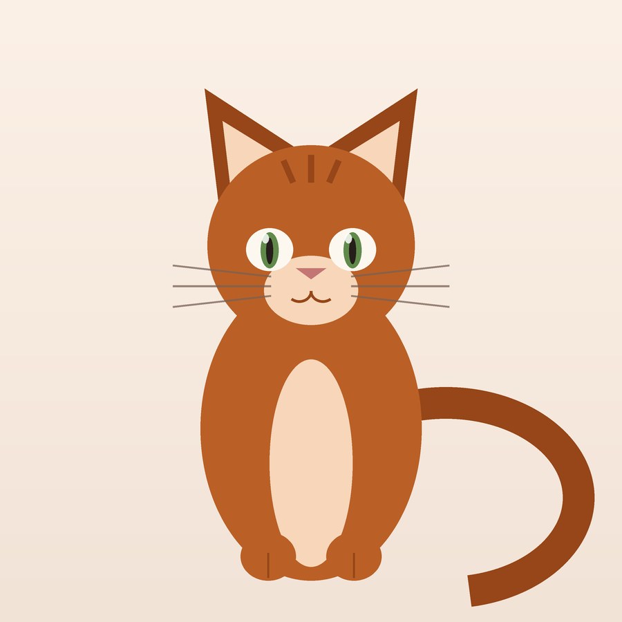Illustration of a ginger cat sitting upright, facing forward.